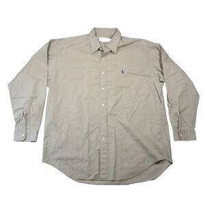 Ralph Lauren Blaire Dress Shirt‎ L Tan Button Down Long Sleeve Old Money Preppy